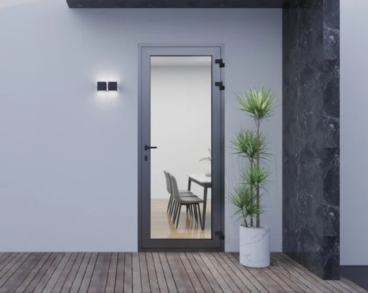 Porte en aluminium anthracite avec vitrage